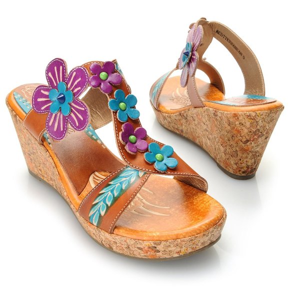 Corkys Shoes - Corkys Elite Mediterranean Leather Wedge Sandals NEW IN BOX